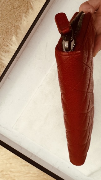 AUTH - Chanel Quilted Caviar Leather Zip around Long Wallet - Red - Good Used - Picture 5 of 16